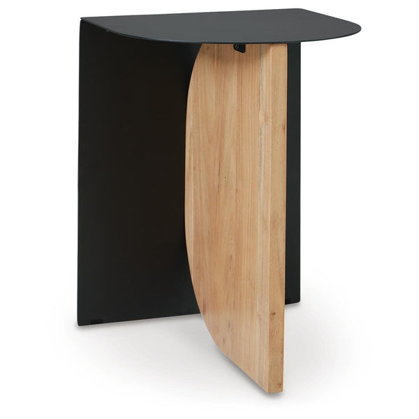 Contemporary Wood Square Accent Table, Black / Natural Finish, for Living Room – alternate view 2