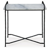 Contemporary Marble Rectangular Accent Table, White / Black Finish, for Living Room – alternate view 3