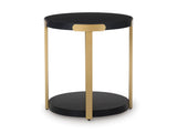 Contemporary MDF Square 3-Piece Coffee Table Set, Cocktail Table with 2 Matching End Tables, Black / Brass – alternate view 8