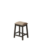 Set of 2 Counter Height 24" Backless Kitchen Island Barstools Chair with Wood Footrest Leg and Fabric Cushion — Grey