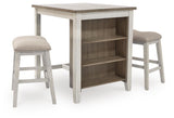 White / Light Brown Wood Counter Height Dining Set with 2 Stools, Small Space – product view