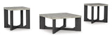 Contemporary MDF Square 3-Piece Coffee Table Set, Cocktail Table with 2 Matching End Tables, Two-Tone Gray – product view