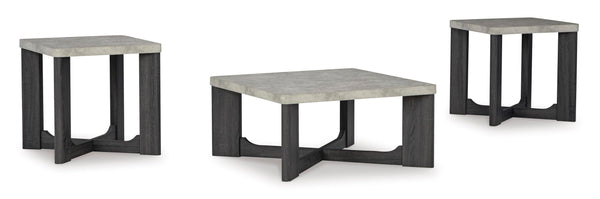 Contemporary MDF Square 3-Piece Coffee Table Set, Cocktail Table with 2 Matching End Tables, Two-Tone Gray – product view