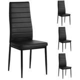 GTU Furniture Set of 4 PU Leather Dining Side Chairs with Padded Seat Foot Cap Protection Stable Frame Heavy Duty Elegant Ergonomically High Back Design for Kitchen Dining Room Home Furniture — Black