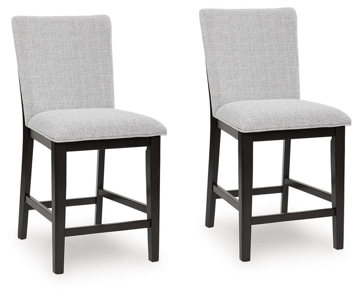 Set of 2 Dark Grayish Brown Wood Adjustable Height Bar Stools with Levelers – product view
