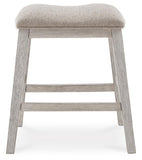 Set of 2 White / Light Brown Polyester Counter Height Bar Stools, Backless – alternate view 4