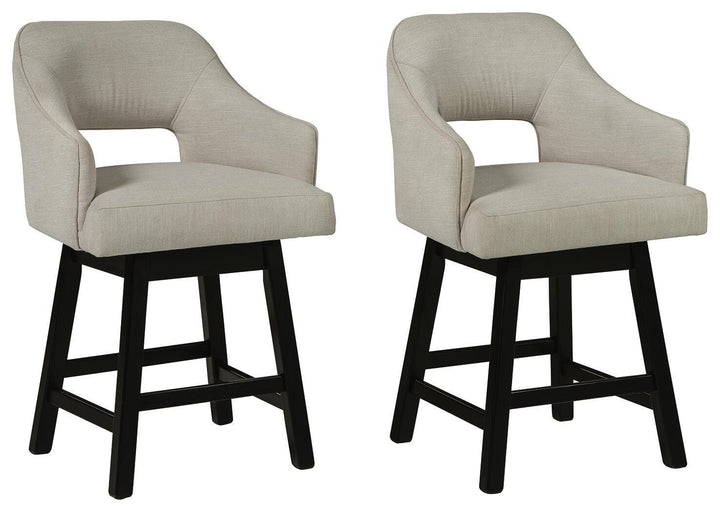 Set of 2 Swivel Bar Stools, Color Collection, Counter Height for Home Bar – Linen/Brown product view