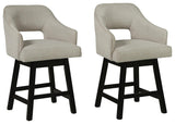 Set of 2 Swivel Bar Stools, Color Collection, Counter Height for Home Bar – Linen/Brown product view