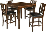 GTU Furniture 7-Piece/5-Piece Dixon Brown Finish Height-Grade Dining Room/Kitchen Table Set — Counter height for 4