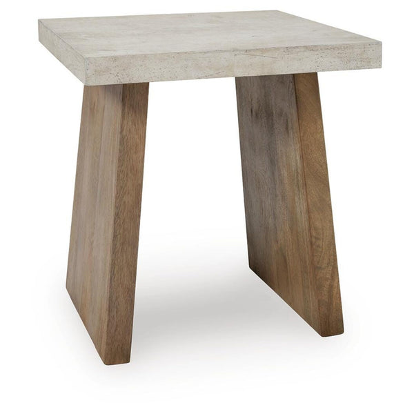 Relaxed Mango Wood Square End Table, Light Brown Finish, for Living Room – alternate view 2