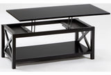GTU Furniture 3 Piece Cocktail Lift Top Table with 2 Side Tables for Living Room, Family Room Grey/Black — Black