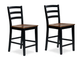 Set of 2 Brown / Black Wood Adjustable Height Bar Stools, Butcher Block Seat – product view