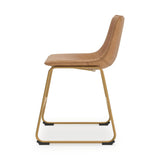 Set of 2 Ciabori Mid-Century Modern Dining Chair Kitchen Side Chair Solid Frame Beige — Brown