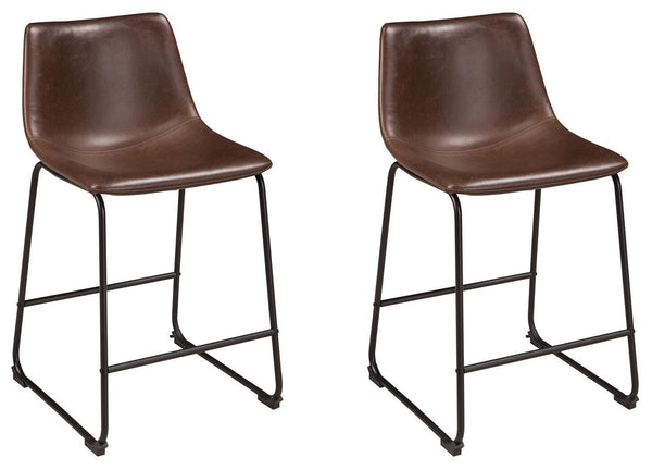 Set of 2 Brown Faux Leather Counter Height Bar Stools with Bucket Seat, Pub – alternate view 5