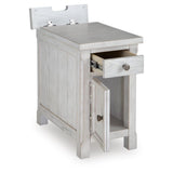 Casual Ash Wood Rectangular Chairside End Table, with Storage Drawer, Antique White Finish, for Living – alternate view 4