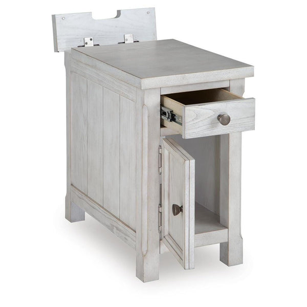 Casual Ash Wood Rectangular Chairside End Table, with Storage Drawer, Antique White Finish, for Living – alternate view 4