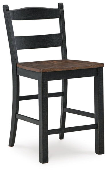 GTU Furniture Set of 2 Black/Brown Wood Adjustable Height Bar Stools, Two-Tone, Home Bar