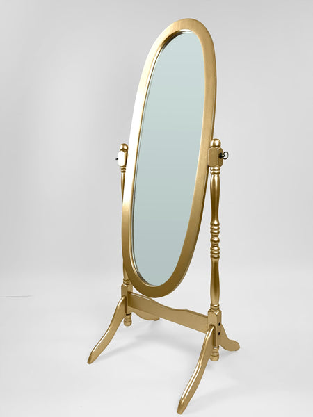 Swivel Adjustable Full-Length Oval Wood Cheval Floor Mirror, in White / Black / Cherry / Oak / Silver – alternate view 4
