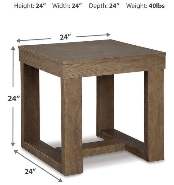 Sleek Ash Wood Square End Table, Gray Finish, for Living Room – alternate view 4
