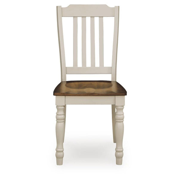 GTU Furniture Set of 2 Wirloni Country Farmhouse Dining Chair Kitchen Side Chair Solid Frame White Brown