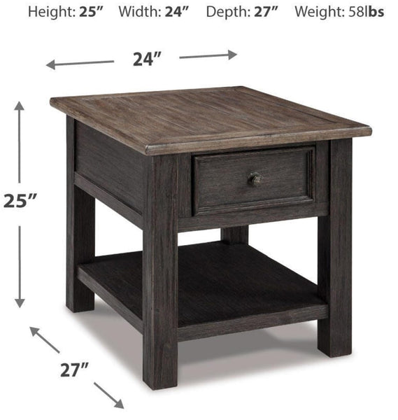Everyday Engineered Wood Rectangular End Table, with Storage Drawer, Grayish Brown / Black Finish, – alternate view 5