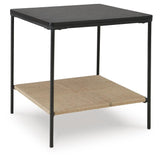 Casual Marble Square Accent Table, with Open Shelf, Black / Natural Finish, for Living Room – alternate view 2