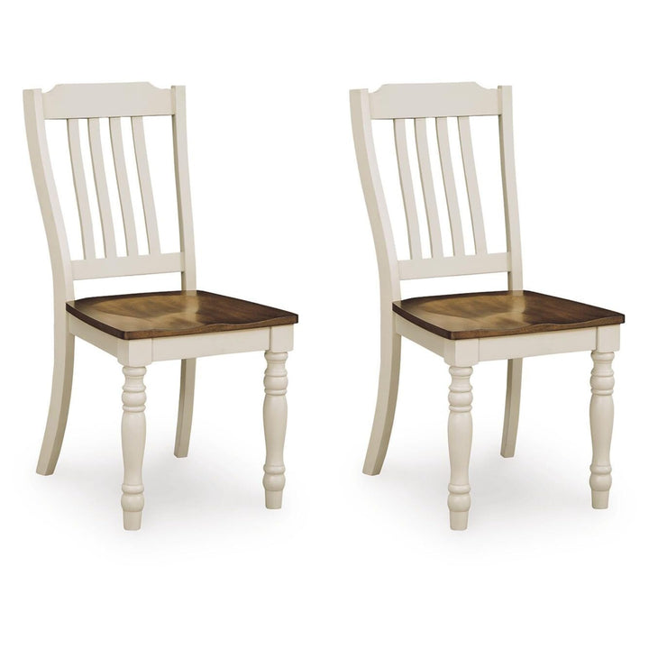 Set of 2 Wirloni Country Farmhouse Dining Chair Kitchen Side Chair Solid Frame White Brown – product view