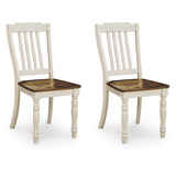 Set of 2 Wirloni Country Farmhouse Dining Chair Kitchen Side Chair Solid Frame White Brown – product view