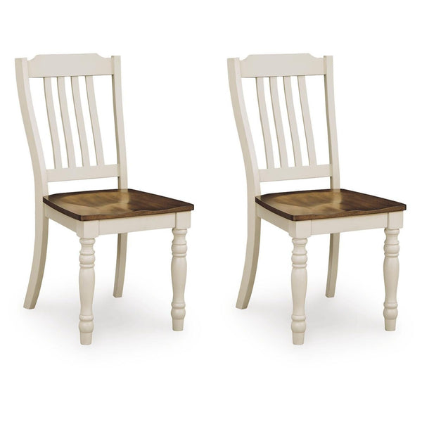 GTU Furniture Set of 2 Wirloni Country Farmhouse Dining Chair Kitchen Side Chair Solid Frame White Brown