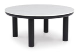 Casual MDF Round 3-Piece Coffee Table Set, Cocktail Table with 2 Matching End Tables, Black / White Finish – alternate view 5