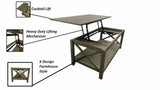 3 Piece Cocktail Lift Top Table with 2 Side Tables for Living Room, Family Room – Black alternate view 11