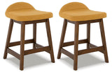 GTU Furniture Set of 2 Mid-Century Counter Height Bar Stools, Cushioned, Color Collection – Mustard/Brown product view