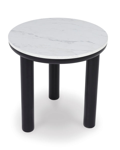 Casual MDF Round 3-Piece Coffee Table Set, Cocktail Table with 2 Matching End Tables, Black / White Finish – alternate view 4