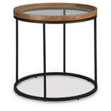 Everyday Tempered Glass Round End Table, Medium Brown Finish, for Living Room – alternate view 2