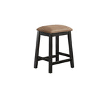 GTU Furniture Set of 2 Counter Height 24" Backless Kitchen Island Barstools Chair with Wood Footrest Leg and Fabric Cushion — Black