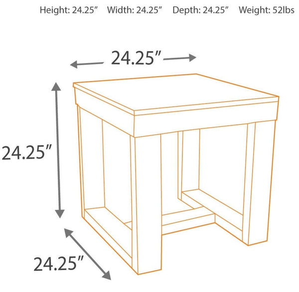 Sleek Engineered Wood Square End Table, Dark Brown Finish, for Living Room – alternate view 3
