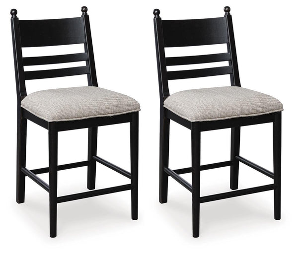 GTU Furniture Set of 2 Wood Adjustable Height Bar Stools, Cushioned, Color Collection