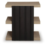 Contemporary Oak Rectangular End Table, with Open Shelf, Black / Light Brown Finish, for Living Room – alternate view 4