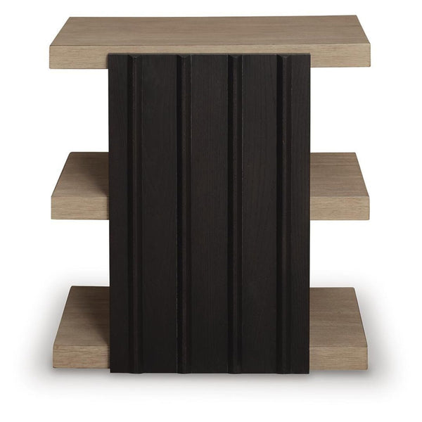 Contemporary Oak Rectangular End Table, with Open Shelf, Black / Light Brown Finish, for Living Room – alternate view 4