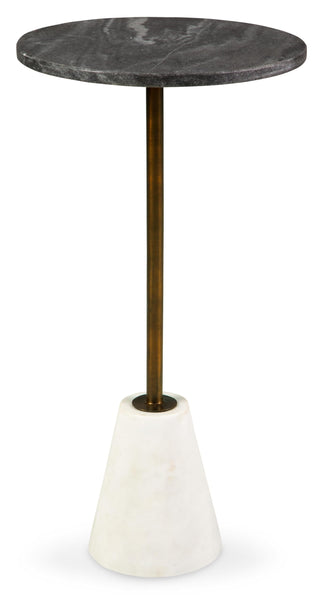 Sleek Marble Square Accent Table, Black / White / Gold Finish, for Living Room – alternate view 2