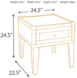 Contemporary Engineered Wood Rectangular End Table, with Storage Drawer, Built-in USB Charging, Dark Gray – alternate view 5