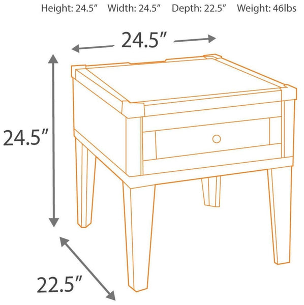 Contemporary Engineered Wood Rectangular End Table, with Storage Drawer, Built-in USB Charging, Dark Gray – alternate view 5