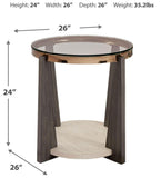 Sleek Faux Marble Round End Table, with Open Shelf, Multi Finish, for Living Room – alternate view 3