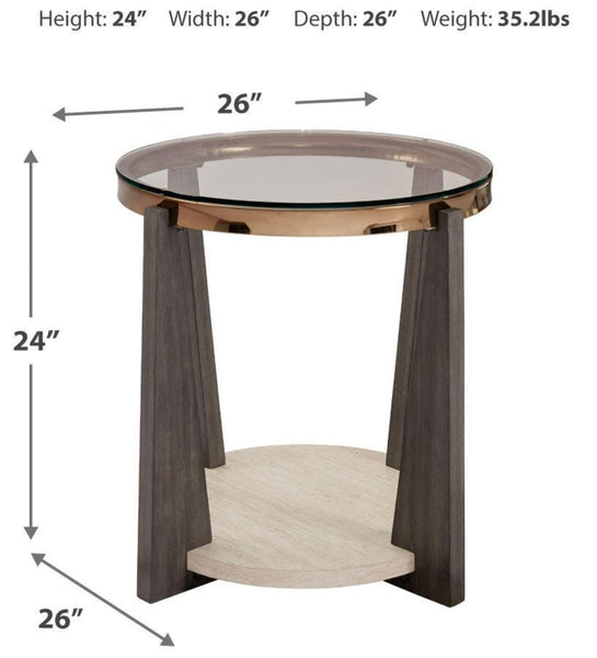 Sleek Faux Marble Round End Table, with Open Shelf, Multi Finish, for Living Room – alternate view 3