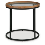 Everyday Tempered Glass Round End Table, Medium Brown Finish, for Living Room – alternate view 4
