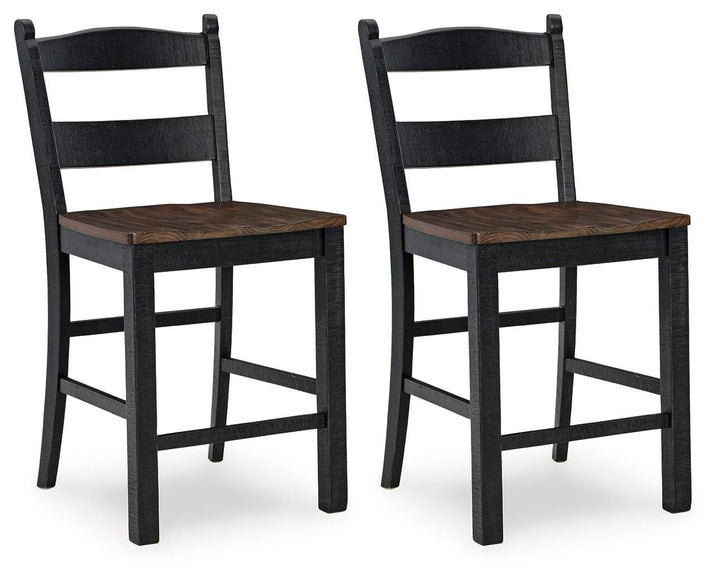 Set of 2 Black / Brown Wood Adjustable Height Bar Stools, Two-Tone, Home Bar – product view