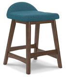GTU Furniture Set of 2 Mid-Century Counter Height Bar Stools, Cushioned, Color Collection — Blue/Brown