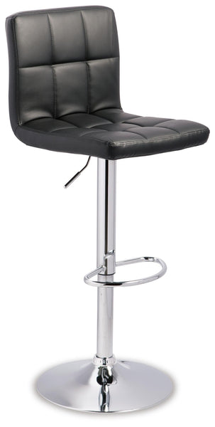 GTU Furniture Set of 2 Black/Chrome Faux Leather Adjustable Height Swivel Bar Stools, Pub