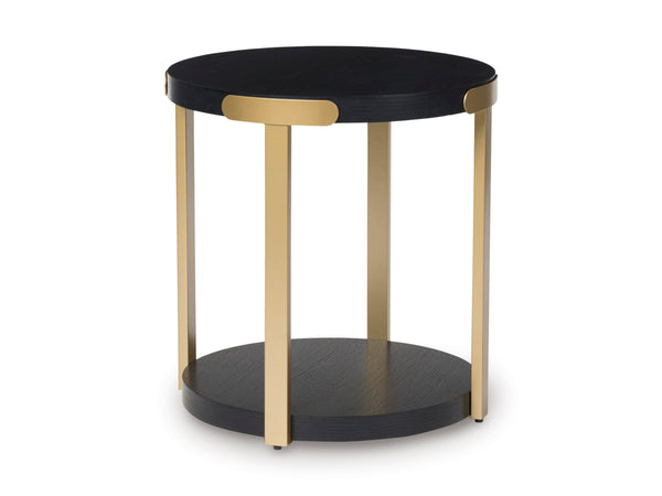Contemporary MDF Square 3-Piece Coffee Table Set, Cocktail Table with 2 Matching End Tables, Black / Brass – alternate view 7