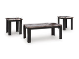 Contemporary MDF Rectangular 3-Piece Coffee Table Set, Cocktail Table with 2 Matching End Tables, Dark Brown – product view